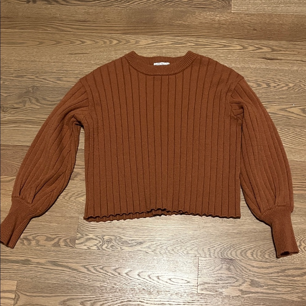 Poof! Rust Ribbed Crop Top